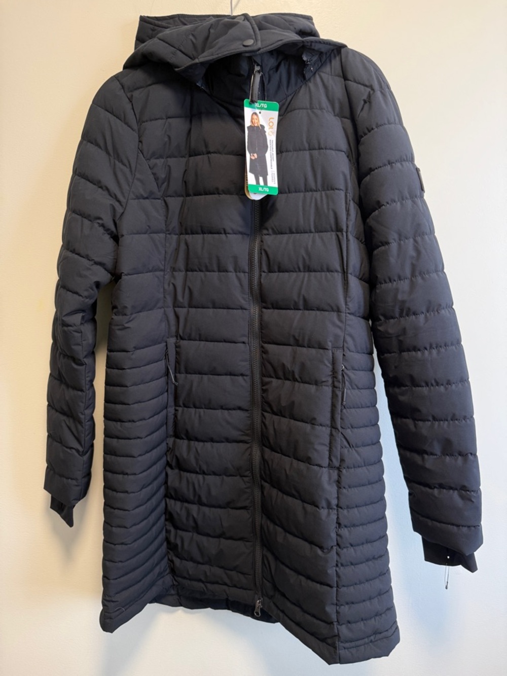 Lole Black Quilted Hooded Puffer Coat